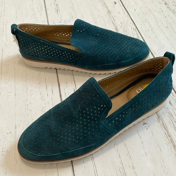 Franco Sarto Hadrea Suede Slip-on Loafer, Blue, size 9, NWT - Picture 2 of 10